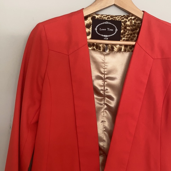 Red/Orange Blazer with Pockets - Picture 2 of 5